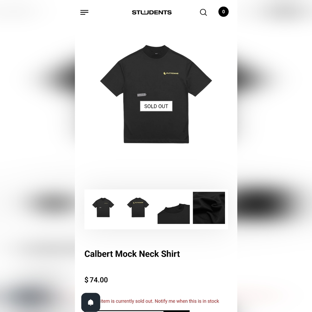 Students Calbert mock neck shirt Sz XL